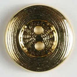 edler Vollmetallknopf mit breitem Rand, gerillter Oberfläche und 2 Löchern – Größe: 15mm – Farbe: echt vergoldet Letzte Chance