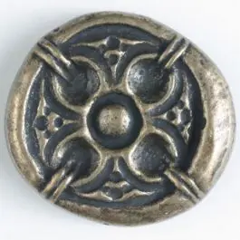 Vollmetallknopf, antik anmutendes reliefartiges Motiv mit Öse – Größe: 20mm – Farbe: altmessing Großhandel