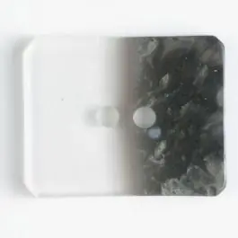 Ab Werk 2-loch Kunststoffknopf viereckig, halbseitig marmoriert – Größe: 34mm – Farbe: braun