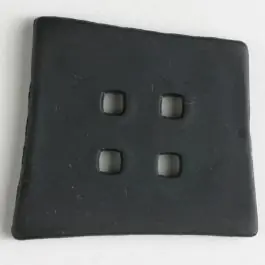Exklusiv Kunststoffknopf Kopfkissenform mit 4 quadratischen Löchern – Größe: 55mm – Farbe: schwarz