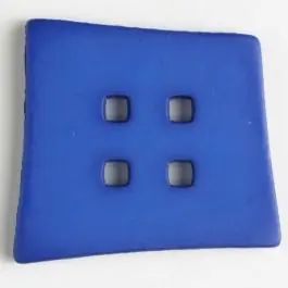 Echt Kunststoffknopf Kopfkissenform mit 4 quadratischen Löchern – Größe: 55mm – Farbe: blau