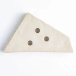 Kunststoffknopf ungewöhnliches Viereck mit Einkerbungen mit 3 Löchern – Größe: 70mm – Farbe: beige Solange Der Vorrat Reicht