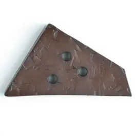 Kunststoffknopf ungewöhnliches Viereck mit Einkerbungen mit 3 Löchern – Größe: 70mm – Farbe: braun Neuheit