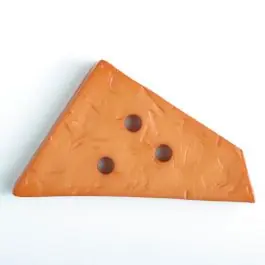 Kunststoffknopf ungewöhnliches Viereck mit Einkerbungen mit 3 Löchern – Größe: 70mm – Farbe: orange Handgefertigt