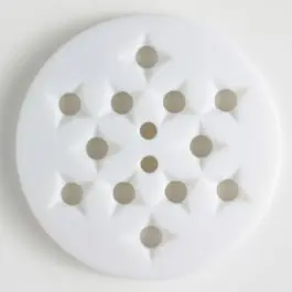 Mega-Angebot Kunststoffknopf mit 12 sternförmigen Vertiefungen mit 2 Löchern – Größe: 23mm – Farbe: weiss