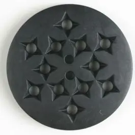 Meistverkauft Kunststoffknopf mit 12 sternförmigen Vertiefungen mit 2 Löchern – Größe: 23mm – Farbe: schwarz