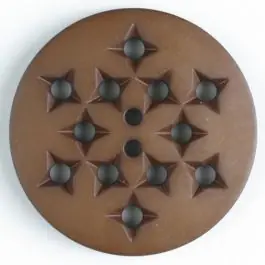 Direkt Vom Hersteller Kunststoffknopf mit 12 sternförmigen Vertiefungen mit 2 Löchern – Größe: 23mm – Farbe: braun