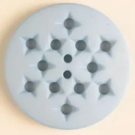 Billig Kunststoffknopf mit 12 sternförmigen Vertiefungen mit 2 Löchern – Größe: 23mm – Farbe: blau