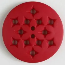 Kunststoffknopf mit 12 sternförmigen Vertiefungen mit 2 Löchern – Größe: 23mm – Farbe: rot Hochwertig