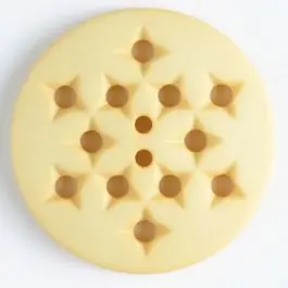 Schneller Versand Kunststoffknopf mit 12 sternförmigen Vertiefungen mit 2 Löchern – Größe: 32mm – Farbe: gelb