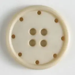 Kunststoffknopf mit 8 kleinen Löchern am Rand mit 4 Löchern – Größe: 15mm – Farbe: beige Abverkauf