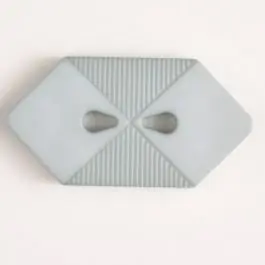 Preisknaller Kunststoffknopf langgezogenes Sechseck mit 2 tropfenförmigen Löchern – Größe: 38mm – Farbe: grau