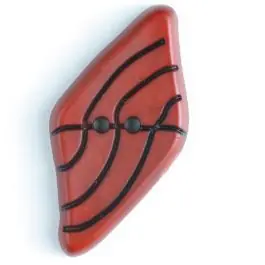 Kunststoffknopf langgezogenes Viereck mit schwarzem Strichmuster mit 2 Löchern – Größe: 55mm – Farbe: rot Must-Have