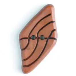 Kunststoffknopf langgezogenes Viereck mit schwarzem Strichmuster mit 2 Löchern – Größe: 55mm – Farbe: orange Großhandel