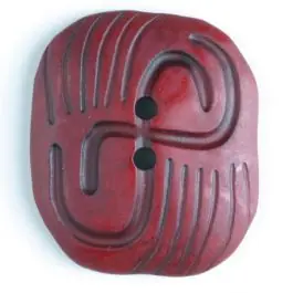 Kunststoffknopf mit stylisch hervorgehobenem Muster mit 2 Löchern – Größe: 40mm – Farbe: rot Handgefertigt