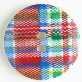 Schottenkaroknopf mit 2 Löchern – Größe: 25mm – Farbe: rot Versand Am Gleichen Tag