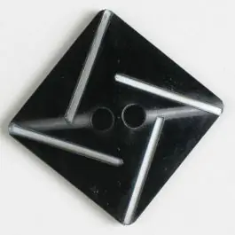 Ausverkauf Kunststoffknopf quadratisch zum diagonalen Annähen mit 2 Löchern – Größe: 34mm – Farbe: schwarz