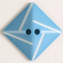 Kunststoffknopf quadratisch zum diagonalen Annähen mit 2 Löchern – Größe: 25mm – Farbe: blau Echt