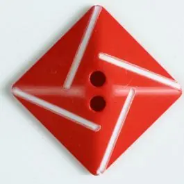 Expressversand Kunststoffknopf quadratisch zum diagonalen Annähen mit 2 Löchern – Größe: 25mm – Farbe: rot
