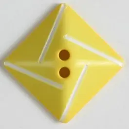 Premium Kunststoffknopf quadratisch zum diagonalen Annähen mit 2 Löchern – Größe: 34mm – Farbe: gelb