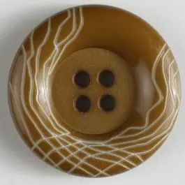 Kunststoffknopf mit wulstigem Rand mit weißem Netzmuster mit 4 Löchern – Größe: 28mm – Farbe: braun Exklusiv
