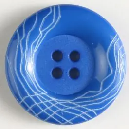 Limited Edition Kunststoffknopf mit wulstigem Rand mit weißem Netzmuster mit 4 Löchern – Größe: 28mm – Farbe: blau