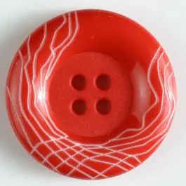Kunststoffknopf mit wulstigem Rand mit weißem Netzmuster mit 4 Löchern – Größe: 18mm – Farbe: rot Ab Werk