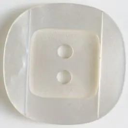 Gratis Versand Kunsstoffknopf viereckig, angedeuteter Rand und Mittelteil als abgerundetes Quadrat 2-Loch – Größe: 34mm – Farbe: weiss