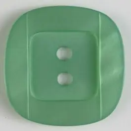 Kunsstoffknopf viereckig, angedeuteter Rand und Mittelteil als abgerundetes Quadrat 2-Loch – Größe: 25mm – Farbe: grün Preis Gesenkt