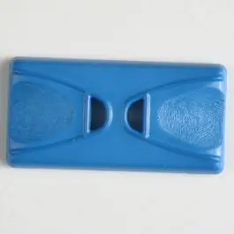 Top-Seller Kunststoffknopf Rechteck mit 2 Längslöchern – Größe: 45mm – Farbe: blau