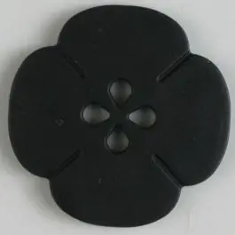 Must-Have Kunststoffknopf Blume mit 2 Löchern – Größe: 25mm – Farbe: schwarz