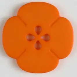 Markenware Kunststoffknopf Blume mit 2 Löchern – Größe: 20mm – Farbe: orange
