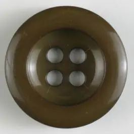 Premium Polyesterknopf leicht glänzend, mit breitem Rand, 4-loch – Größe: 28mm – Farbe: braun