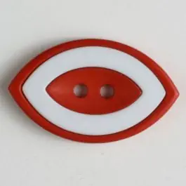 Preis Gesenkt Modeknopf oval, zweifarbig Farbe + weiß, 2-Loch – Größe: 38mm – Farbe: rot