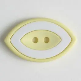 Modeknopf oval, zweifarbig Farbe + weiß, 2-Loch – Größe: 38mm – Farbe: gelb Neue Ware