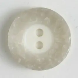 Polyesterknopf mit breitem, strukturiertem farbigem Rand mit 2 Löchern im weißen Kreis – Größe: 15mm – Farbe: grau Preisknaller