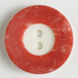Polyesterknopf mit breitem, strukturiertem farbigem Rand mit 2 Löchern im weißen Kreis – Größe: 18mm – Farbe: rot Direkt Vom Hersteller