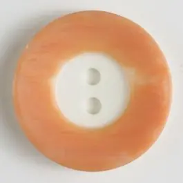Polyesterknopf mit breitem, strukturiertem farbigem Rand mit 2 Löchern im weißen Kreis – Größe: 15mm – Farbe: orange Preisknaller
