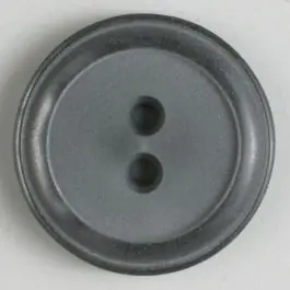Polyesterknopf, schlichtes Design mit einfachem Rand und 2 Löchern – Größe: 18mm – Farbe: grau Preis Gesenkt