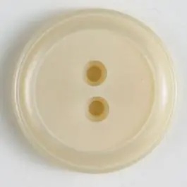 Exklusiv Polyesterknopf, schlichtes Design mit einfachem Rand und 2 Löchern – Größe: 23mm – Farbe: beige