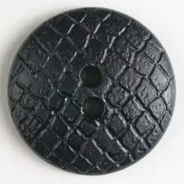 Markenware Polyamidknopf leicht gewölbt, Oberfläche ähnelt Waben, 2-Loch – Größe: 28mm – Farbe: schwarz