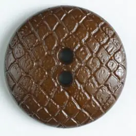 Preisreduziert Polyamidknopf leicht gewölbt, Oberfläche ähnelt Waben, 2-Loch – Größe: 28mm – Farbe: braun
