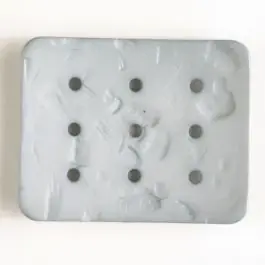 Wochenendangebot Polyamidknopf zum Selbstgestalten, rechteckig, mit 9 Löchern zur Individualisierung mit Garn – Größe: 54mm – Farbe: grau