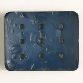 Direkt Vom Hersteller Polyamidknopf zum Selbstgestalten, rechteckig, mit 9 Löchern zur Individualisierung mit Garn – Größe: 54mm – Farbe: blau