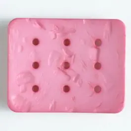 Polyamidknopf zum Selbstgestalten, rechteckig, mit 9 Löchern zur Individualisierung mit Garn – Größe: 54mm – Farbe: pink Markenware