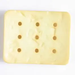 Rabatt Polyamidknopf zum Selbstgestalten, rechteckig, mit 9 Löchern zur Individualisierung mit Garn – Größe: 54mm – Farbe: gelb