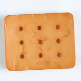 Begrenztes Angebot Polyamidknopf zum Selbstgestalten, rechteckig, mit 9 Löchern zur Individualisierung mit Garn – Größe: 54mm – Farbe: orange