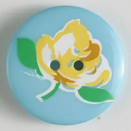 Polyamidknopf rund, mit Rosenknospe bedruckt, 2-loch – Größe: 25mm – Farbe: grün Günstig