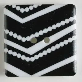 Polyamidknopf quadratisch, schwarz-weiß bedruckt 2-loch – Größe: 25mm – Farbe: schwarz Kostenloser Rückversand