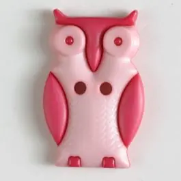 Kinderknopf schlaue Eule mit 2 Löchern – Größe: 25mm – Farbe: pink Aktuell